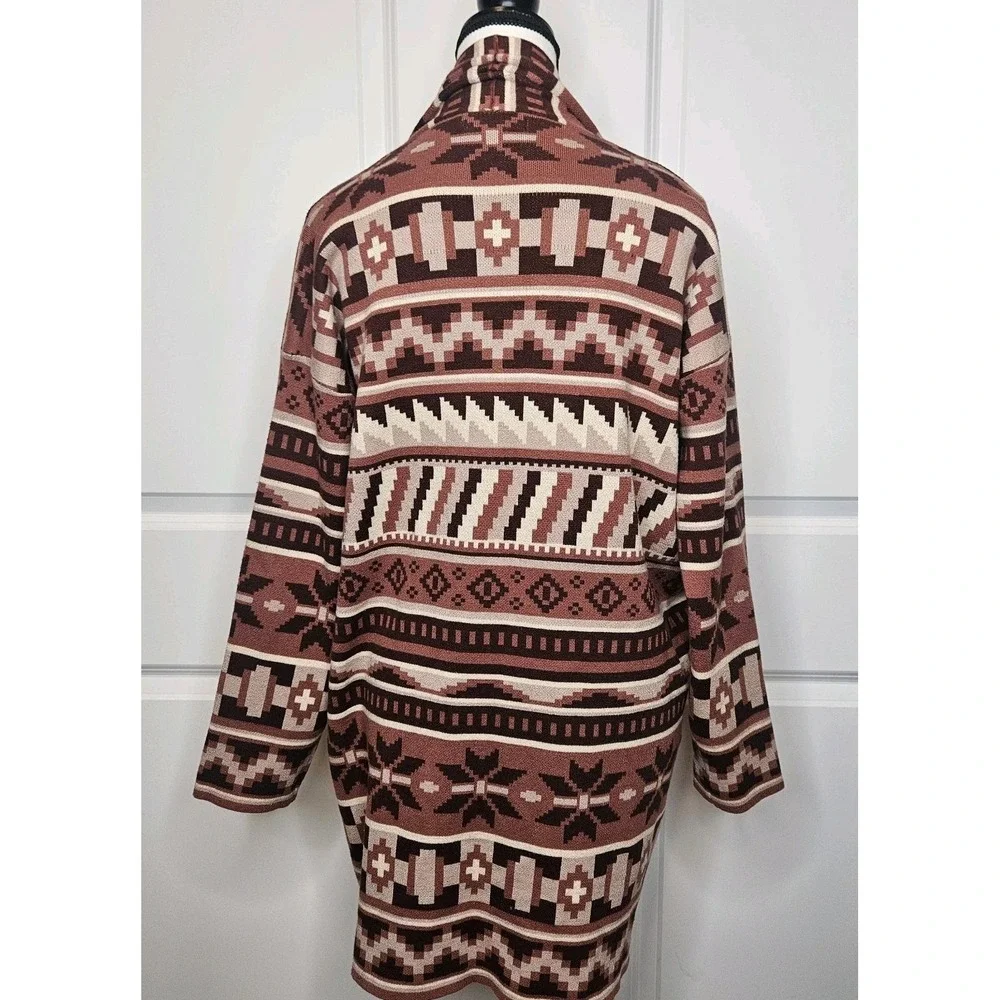 Waterfall Cardigan Sweater Aztec Print Size Medium By On Twelfth Drape Front